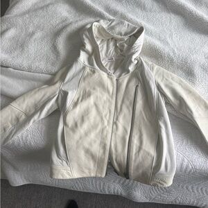 Helmut Lang Women's White/Cream hooded Leather Jacket size M/L